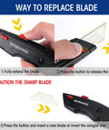 Premium Utility Knife, Retractable All Metal Heavy Duty Box Cutter With Quick Change Blade being used to replace blade