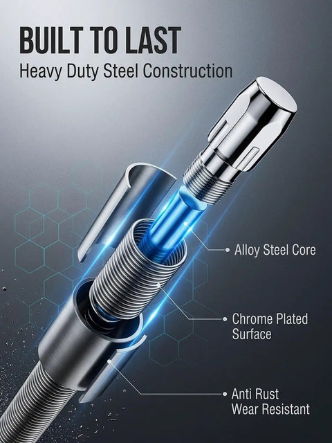 Half Inch Flexible Shaft Extension Kit For Tight Spots That Grabs Hard To Reach Areas Bendable Torque Socket Wrench Extension Ratchet Drive Bar