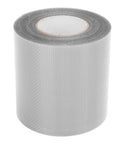 Roll of clear window screen repair tape with strong adhesive and self adhesive transparent mesh patch for quick fix.