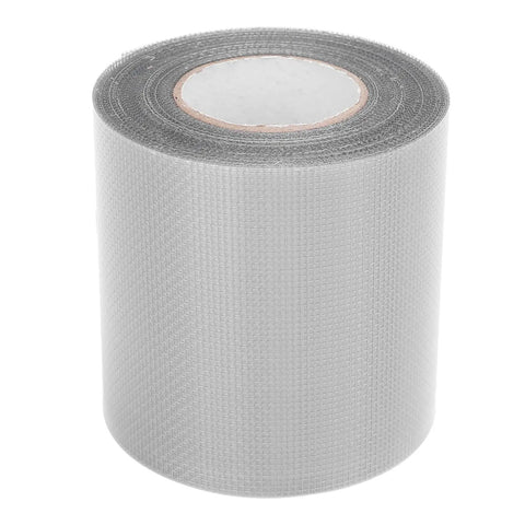 Roll of clear window screen repair tape with strong adhesive and self adhesive transparent mesh patch for quick fix.