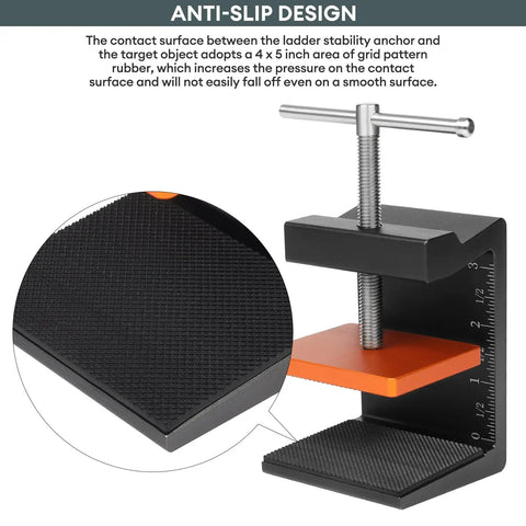 Beefed Up Ladder Fall Protection Anchor for Quick Stability in Seconds on Any Jobsite Universal Bracket detailed view