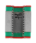 Close-up of Compact Miniature Linear Rail Guide with 12mm width, metal and plastic construction, view of the ball bearing system
