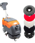 17 Inch Walk Behind Floor Scrubber Machine With 7.9 To 9.2 Gallon Tanks, 19000 Sq Ft Per Hour, Anti Collision Wheel For Protection