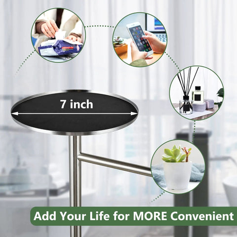 Freestanding Toilet Paper Holder With Storage In Brushed Nickel Stainless Steel Stand with 7-inch diameter top