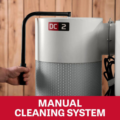 Manual cleaning system of Two Stage Cyclone Dust Collector with 2 Micron Filter and 2 HP 230V 1 Phase High CFM for Heavy Duty Dust Collection