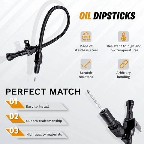 Flexible Stainless Braided Transmission Dipstick Hose For GM 700R4 4L60E 4L80E Providing Easy Install And Leak Free Readout