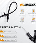 Firewall Mounted Flex Transmission Dipstick For TH350 TH400 Fits GM Chevy Black Durable Steel Construction infographic