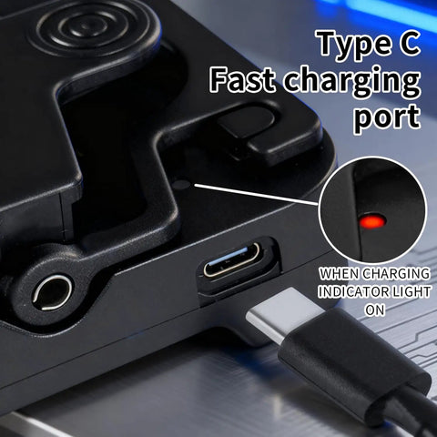 Type C fast charging port of the Dead Center Bike Laser Calibrator Rechargeable Wheel Handlebar Alignment Tool.