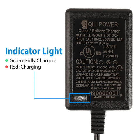 12V Battery Charger For Razor Power Core E90 And Other 12V Ride On Toys, 1 Amp DC Adapter With 71 Inch Cable, Barrel Connector, UL Listed, Kid Safe, Durable Power Supply For Kids Scooters And Cars