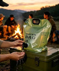 Heavy Duty Portable Camping Water Bag With Spigot For Outdoor Drinking, 8L option shown in use by campfire