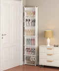 6 Tier Slim Shoe Storage Rack For Small Spaces Space Saver Narrow Shoes Organizer Hidden Closet Shelf Behind Door Entryway White Tall Wall Mount