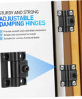 Adjustable Damping Hinge Set For Kitchen Cabinets And Wooden Doors With Quiet Soft Close 10 Pack Mini Hinge Locks shown installed