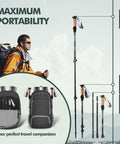 Go To Nordic Walking Poles For Hiking And Trekking, Retractable 7075 Aluminum with Flip Lock, man hiking with backpack and poles