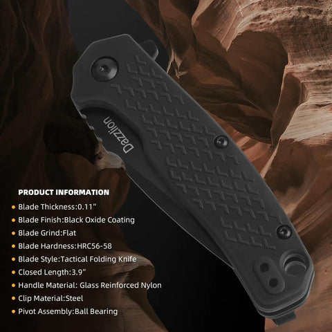 Mini Folding Pocket Knife With Two Point Eight Inch 8Cr13MoV Steel Blade Black Oxide Coated For Tough Wear Ultra Smooth Ball Bearing Pivot Deep Carry FRN Handle Everyday Carry Dope Knife For Men Women Ideal For Camping Hiking And Survival, closed