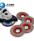 4 Inch Diamond Flap Disc For Fast Material Removal On Ceramic, Glass, Granite, Marble, Plastic And Concrete, Heavy Duty Pro Grade Grinding And Sanding Wheel displayed with grinder
