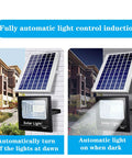 JUDYSSY Solar Flood Lights 65W100W120W150W with solar panel and automatic light sensor for security.