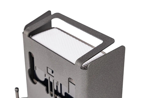 Metal Protective Case For SkyTrak Launch Monitor And Golf Simulator, Black, Rugged Shield detail showing top handle area