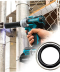 Hand using a heavy duty tool with 1/2 inch wrench ring set for maintenance. Cool 1/2 Inch Wrench Ring Set With 10 Plastic Retaining Rings And O-Rings Plus Tool For Heavy Duty Electric Guns To Keep Your Gear Rock Solid.