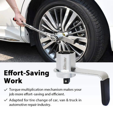 3.4 To 1 Compact Torque Multiplier For Auto Maintenance, Delivers Up To 600 Newton Meters Output, One Half Inch Drive From Male To Female Adapter, Handy Labor Saving Lug Nut Tool For Tire Changes, 443 Foot Pounds