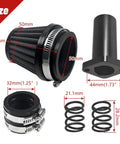 Go To 28mm Carburetor With Air Filter Manifold Kit dimensions and components for Predator 212cc mini bike engines