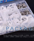White Nylon R Type Cable Clip Wire Clamp Kit 135 Pieces In Six Sizes With Screws in Plastic Box
