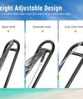 Height adjustable design showing hooks and chains on Heavy Duty Steel Hammock Stand For Indoor And Outdoor Use Yard Ready Fits 9 To 13 Foot Hammocks With 450 Pound Capacity Two Adjustable Chains And S Hooks Universal Frame For Brazilian And Spreader Bar Hammocks