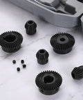 Tapered Bevel Gears Set Module 1 Ratio 1:2 with 20T and 40T gears arranged on a table, showing different angles and keyway details