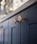 Antique Brass Cabinet Knob Set 6 Pack Solid Zinc Alloy Drawer Pulls for Kitchen Cabinets with round knobs