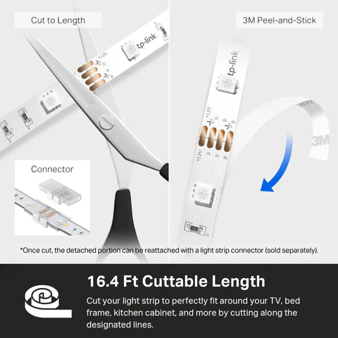 Smart LED Light Strip 16.4 Ft WiFi Compatible With Alexa Google Home And SmartThings RGB 16 Million Colors cuttable length