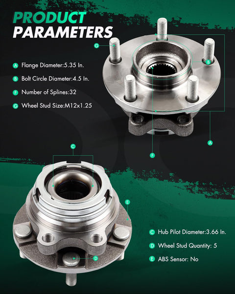 Wheel Hub Bearing Assembly With ABS For Nissan Altima Maxima Murano Pathfinder Quest JX35 And Infiniti QX60 2007 To 2019 5 Bolt Drop In Replacement Front Or Rear with product parameters
