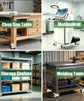 Heavy Duty Leveling Casters With Ratchet Handle Set Of 4 2200 Lb Capacity Steel Core Built Like A Tank Smooth Roll Foundation For Garage Setup on various tables and shelves.