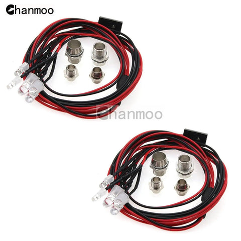 2 Pack 4 LED RC Car Light Kit White Headlights Red Taillights For Crawler Buggy Truck 4WD RC Vehicles Dope Upgrade With SCX10 SCX24 TRX4 TRX6 - wires and connectors