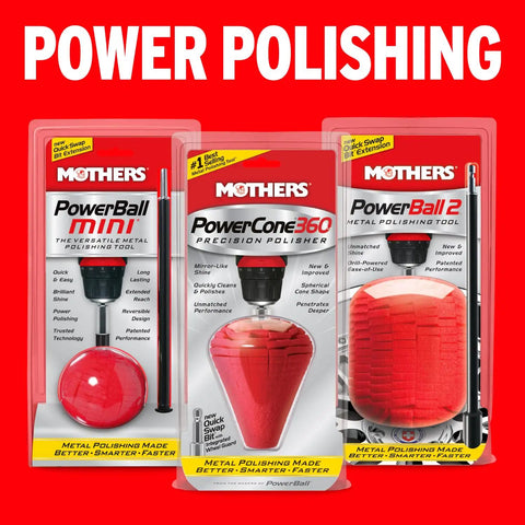 Packaging of PowerCone 360 Polishing Tool with Quick Swap Bit for Deep Safe Metal Polishing in Hard to Reach Areas