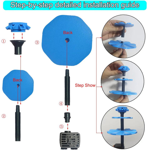 Installation guide for Three Tier Solar Powered Hanging Bird Bath Fountain with cascading water flow for hummingbirds and wild birds