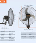 20 Inch Wall Mount Oscillating Fan With Three Speed Beefy Airflow Up To 4650 CFM For Indoor Commercial Industrial Use ETL Listed