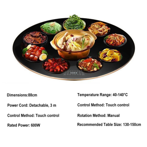 Insulated Glass Lazy Susan For Dining Table Keeps Dishes Warm Longer With A Smooth Silent Turntable displaying multiple dishes