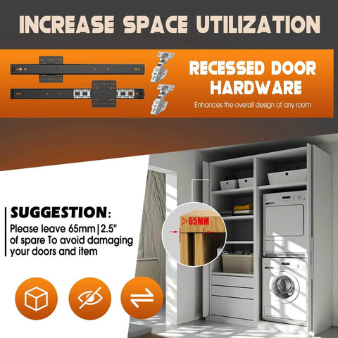 Compact Pocket Door Hardware Kit 24 Inch 4 Pack With Soft Close Track System Magnetic Catch Space Saving Hidden Sliding