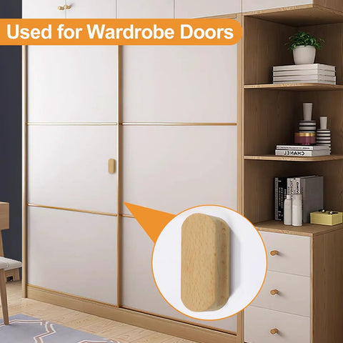 Premium Self Adhesive Beech Wood Cabinet Knobs No Drill Thick Furniture Pulls For Cupboards And Doors on wardrobe doors.