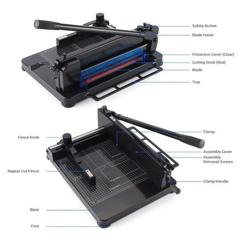 Workhorse 12 Inch Paper Cutter With 400 Sheet Capacity Solid Steel Guillotine Trimmer For No Sweat A4 Paper Leather And Fabric Cuts In Home Or Office Workspaces Black