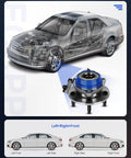 Diagram featuring Front Wheel Hub And Bearing Assembly 513179 Direct Fit OE Quality For GM Front Wheel Drive Vehicles with car illustration.