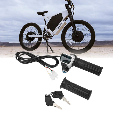 Twist Throttle Grips For Electric Bikes And Motor Scooters With LED Power Indicator And Lock Key Set 48V Compatible ABS Durable Handle Grips Replacement Upgrade For Daily Riding