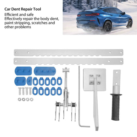 Car Dent Repair Tool Kit With Aluminum Alloy Dent Puller Set, 27-Piece Auto Body Sag Repair Kit with components displayed