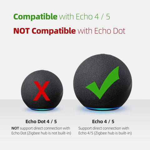 Image showing compatibility of Four Pack Zigbee Door Sensor Mini Smart Contact Alarm For Home Automation And Kid Safety with Echo devices.