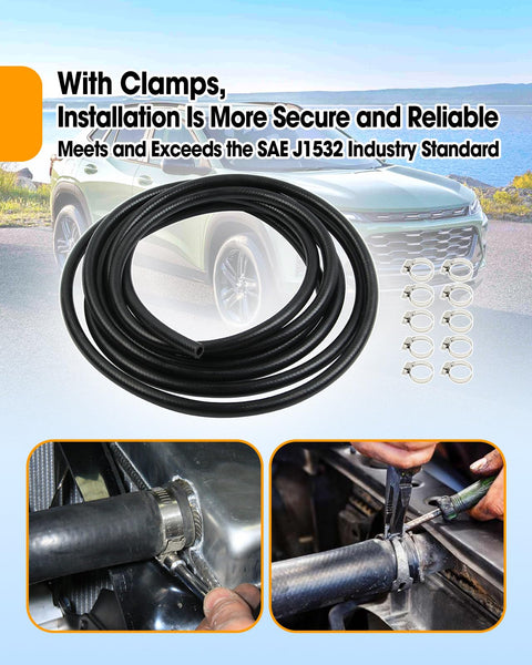 Three Eighths Inch Transmission Cooler Hose With Clamp For Transmission Oil Cooler Line 300 PSI SAE J1532 Standards Great For Your Rig Power Steering And Hydraulic Systems Twenty Feet