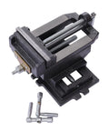 Six Inch Cross Slide Vise For Drill Press And Milling Workbench Heavy Duty Bench Clamp Machine with metal jaws and adjustment features.