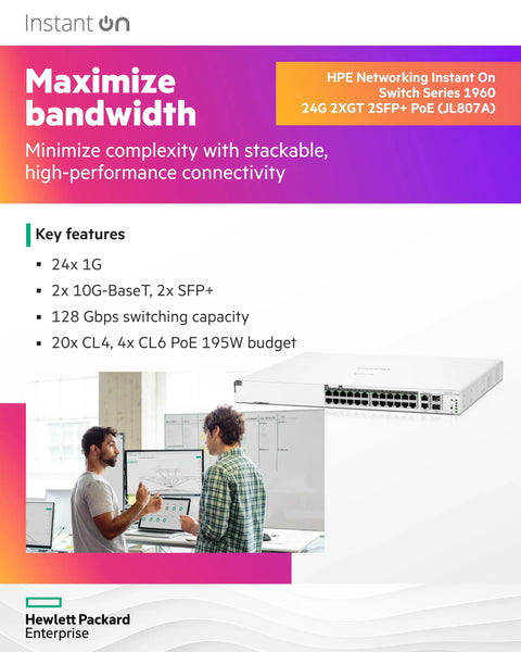Infographic of 24-Port Gigabit PoE Smart Managed Stackable Ethernet Switch with 2x 10GBase-T and 2x SFP Plus Uplink, Layer 2 Plus.