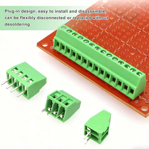 Beefy 10 Pack 3 Pin PCB Mount Screw Terminal Block Connector 5.08mm Pitch Green For 22-12AWG Cable 300V 10A Easy Clamp Wiring Terminal Block For DIY Electronics And Industrial Projects, green PCB mount connector on board