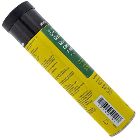 Corn Head Grease 4-Pack AN102562 for Farm Equipment tube with yellow and green label detailing polyurea thickened lubricant