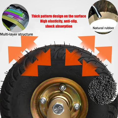 Built Tough Heavy Duty Pneumatic Swivel Caster Set Four Pack Premium Natural Rubber Wheels With Shock Absorption For Warehouse Carts Smooth Glide And Serious Grunt Power featuring thick pattern design and multi-layer structure