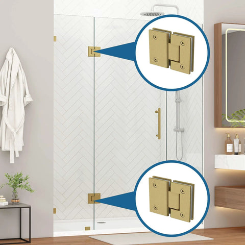 Top Shelf Matte Black Shower Hinge For Frameless Glass Doors Dead Solid Brass 100Mm Pivot With 180 Degree Swing close-up view of hinge.